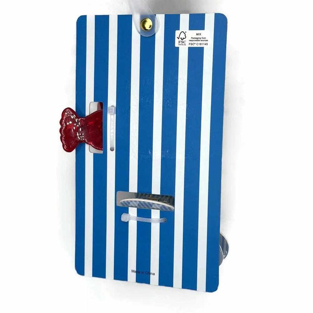 Piper K Red Lobster and Blue Striped Claw Hair Clip Set of 2
